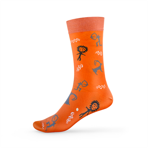 Orange Nomad Socks Ethno-Muster Socke "Saimaluu Tash" mit Felszeichnungsmotiven